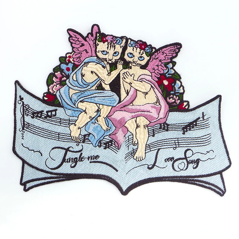 High-end Fashion Angel Cat Music Icon Embroidered Applique For Clothing DIY Sewing on Patches on the sticker