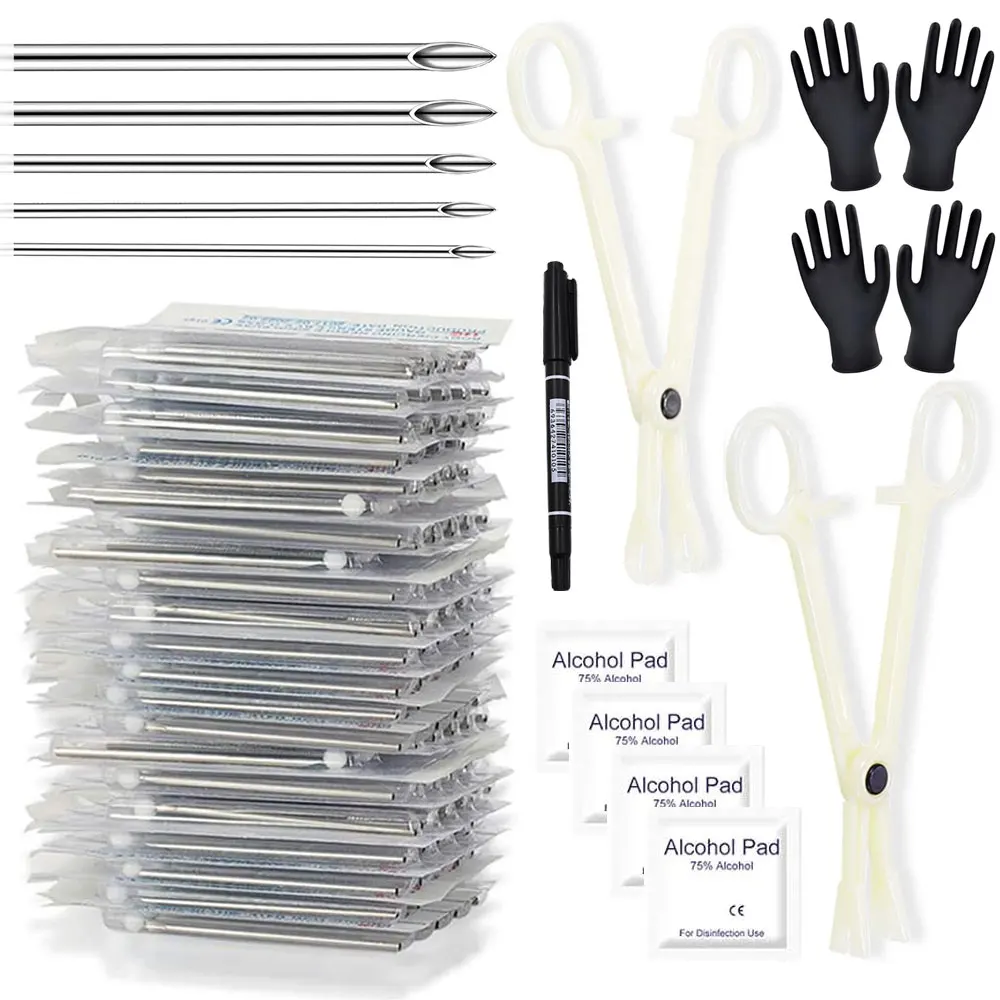 Piercing Tool Kit Disposable Piercing Needles Pliers Body Piercing Needle 10G 12G 14G 16G 18G 20G Ear Nose Lip Piercing Tools