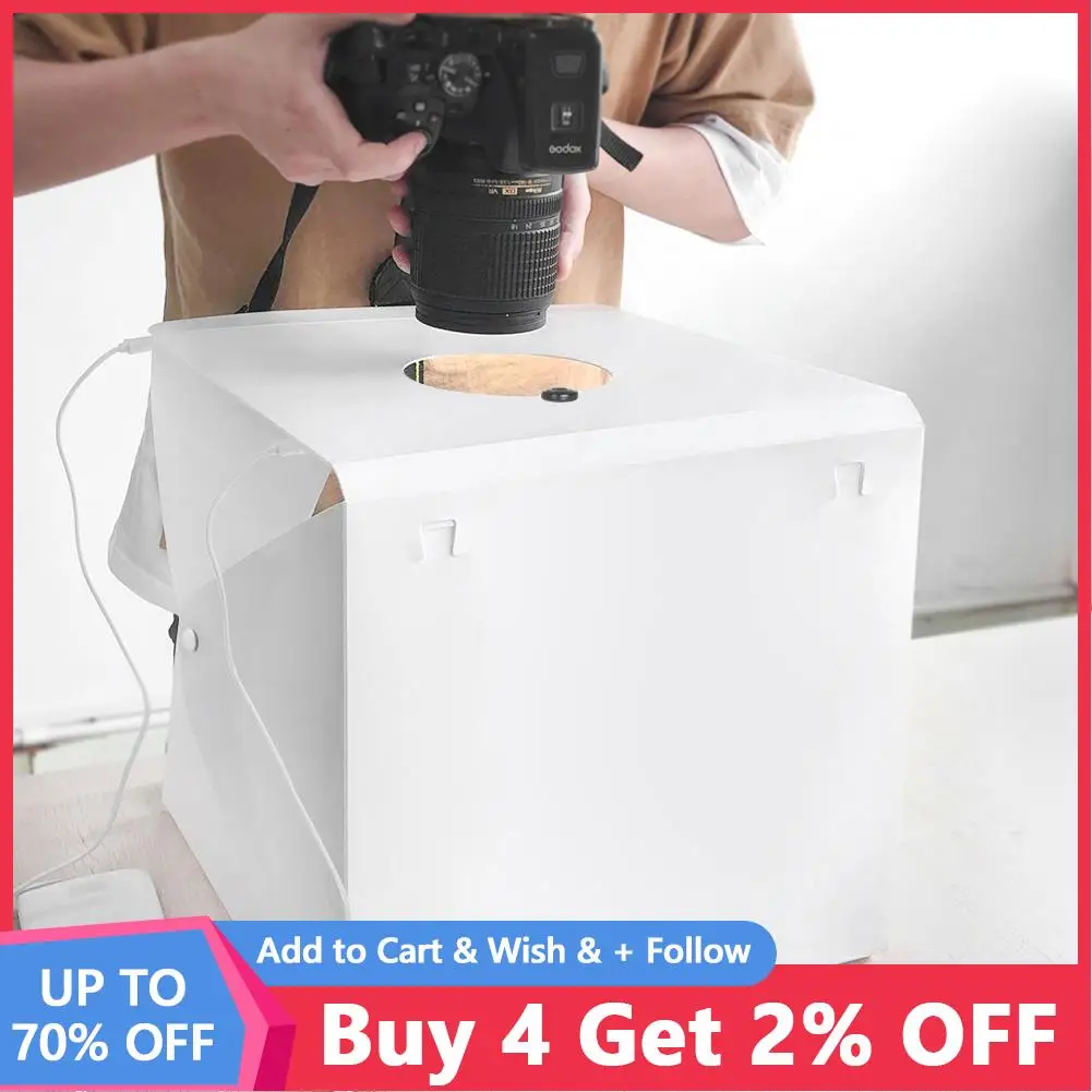 Mini Folding Studio Diffuse Soft Lightbox 24.5x22x22cm With Double LED Light 6 Color Photography Background Photo Studio Box