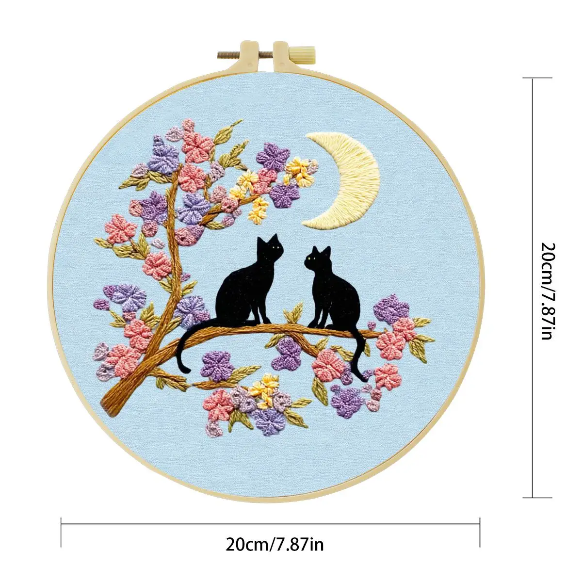 1 Stück 20x20cm/15x15cm 7,87/6,3 Zoll Katzen-Stickerei-Starter-Kit DIY-Kit DIY-Stickerei-Set Handarbeiten Nähkunst-Set für Anfänger – Detail 5