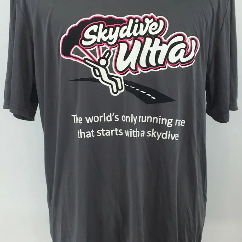 

Skydive Ultra Run T Shirt Ladies XL Gunmetal Gray Skydiving Never Worn