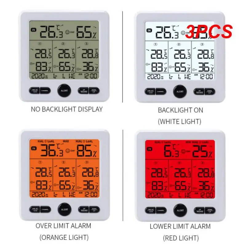 

3PCS Weather Station Indoor/Outdoor Wireless Sensors Digital Thermometer Hygrometer LED LCD Display Thermometer With 3 Remote