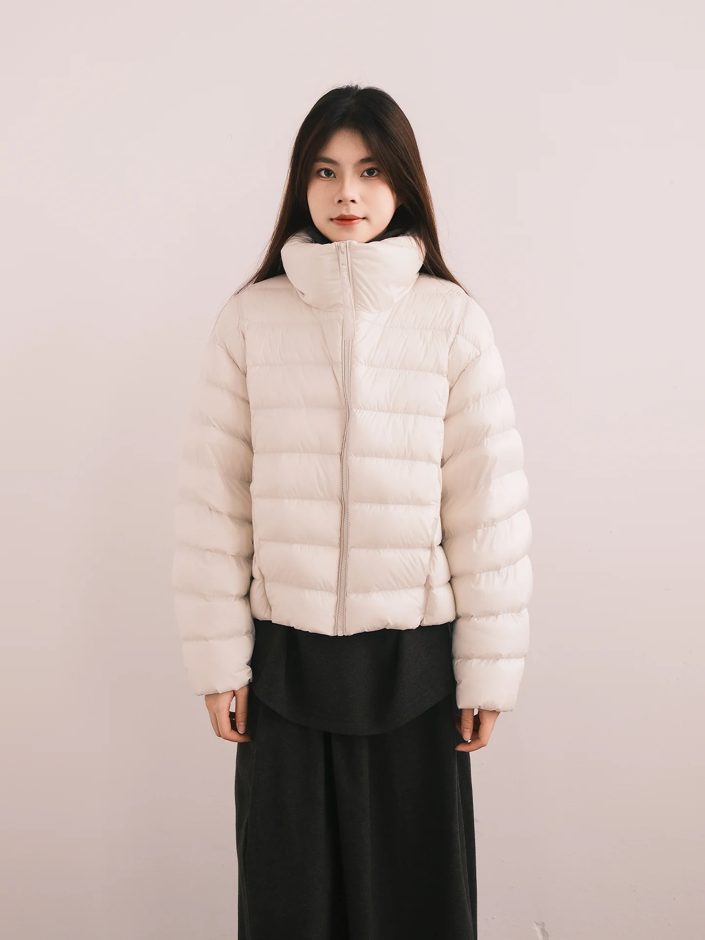 

Легкий теплый стеганый жакет из полиэфирного волокна с воротником-стойкой, с эффектом похудения, в стиле пэчворк, для повседневной носки.