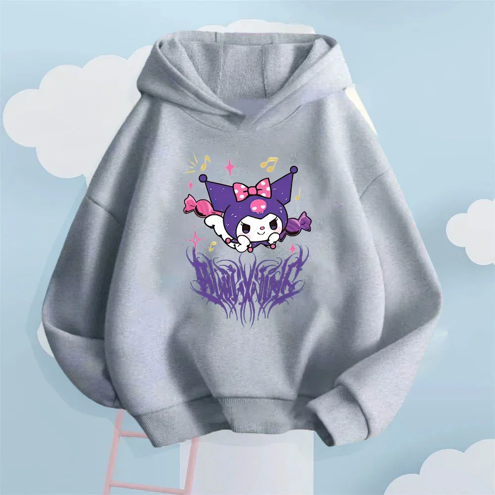 

New Children's Cartoon Cute Kuromi Autumn Winter Fashion Trend Boys Girls Playful Loose Soft Comfortable Outdoor Warm Hoodies