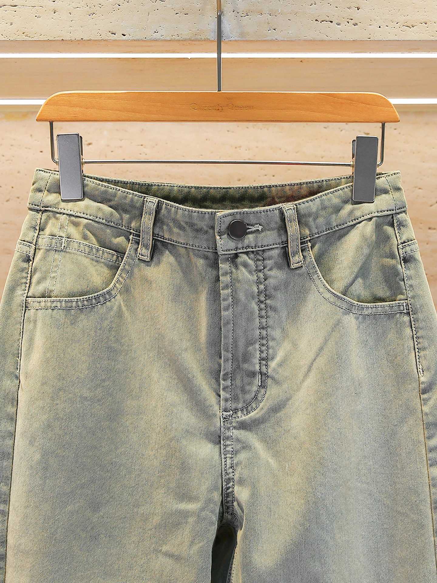 

High Waist Wide Leg Denim Jeans Women's Retro Weathered Texture High Waist Wide Leg Jeans Casual Sle Water Waed Straight ...