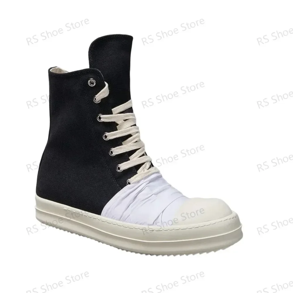 

Ro Brand Ro Men Shoe Women Sneaker Black Canvas Shoes High Top Casual Sneakers Zipper Luxury Boots Flat Ankle Boot
