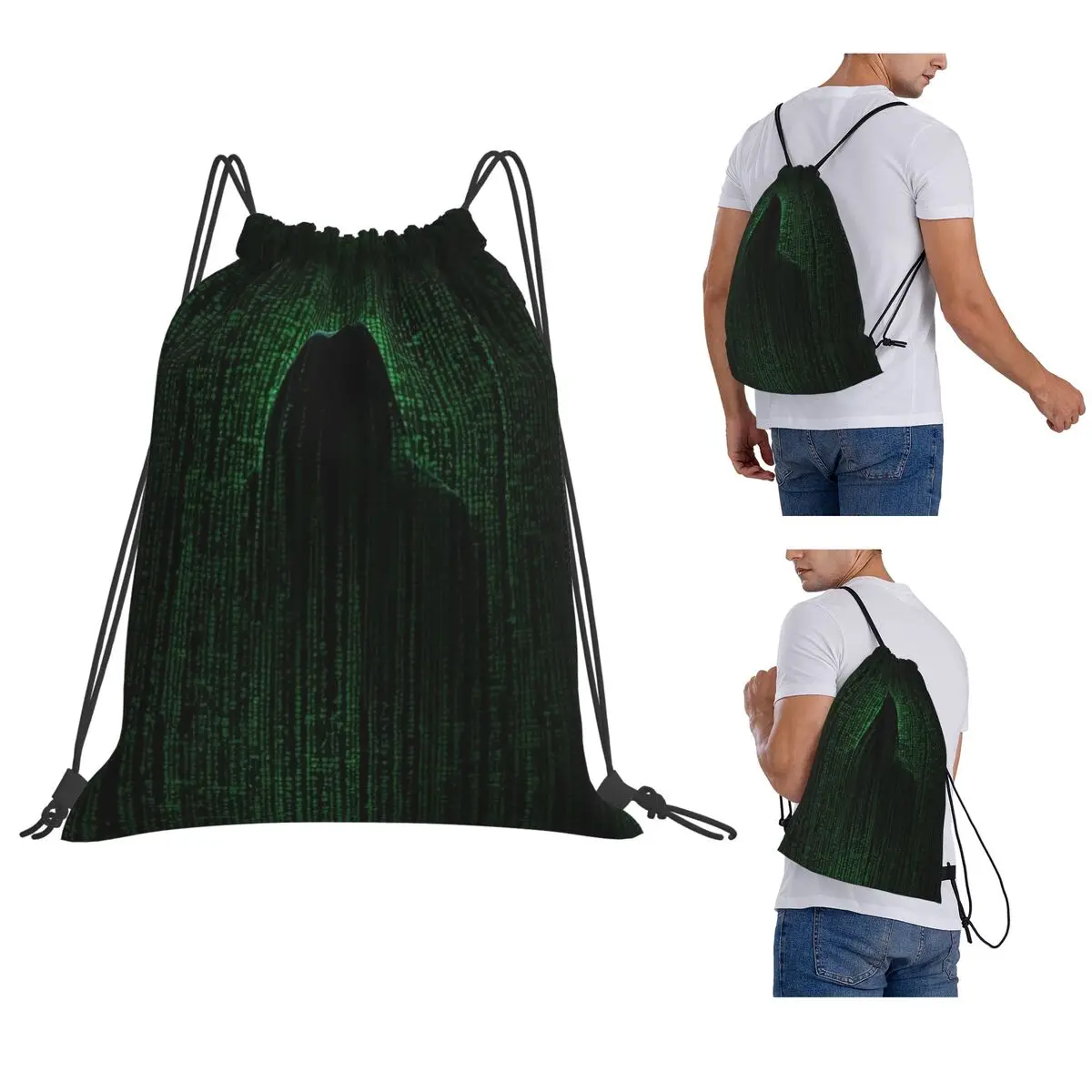 Hacker Code Binary Code Geek Science Computer Backpacks Multi-function Drawstring Bundle Pocket Sundries Bag Book Bags School