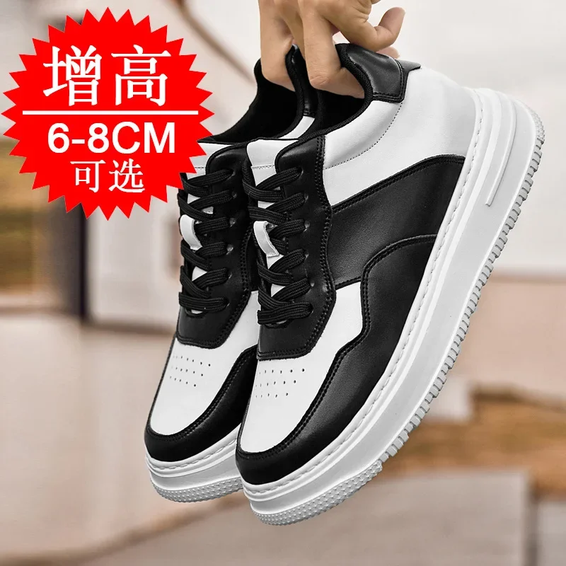 

Men Elevator Height Increase Shoes Sneakers Shoes for Men 6cm Sports Casual Invisible Inner Heightening 8cm White Shoes