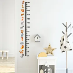 Height Stickers Nordic Animal Bear Lion Bunny for Kids Room Nursery Room Kindergarten Baby Measuring Height Ruler Wall Stickers