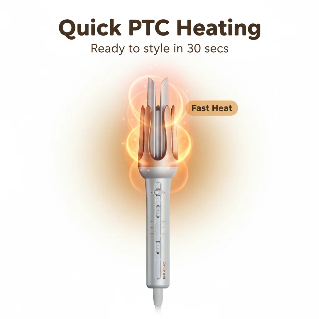 Electric Portable Automatic Curling Stick 3 Temperature PTC Heating Ceramic Coating 360 Degree Swivel Cord Household