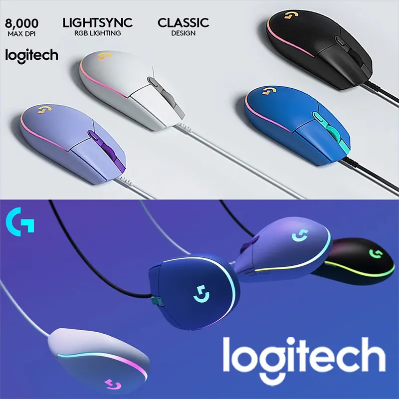 

Проводная мышь Logitech G102 G203 LIGHTSPEED, 12000 точек на дюйм, 250 часов, подходит для игрового и офисного использования