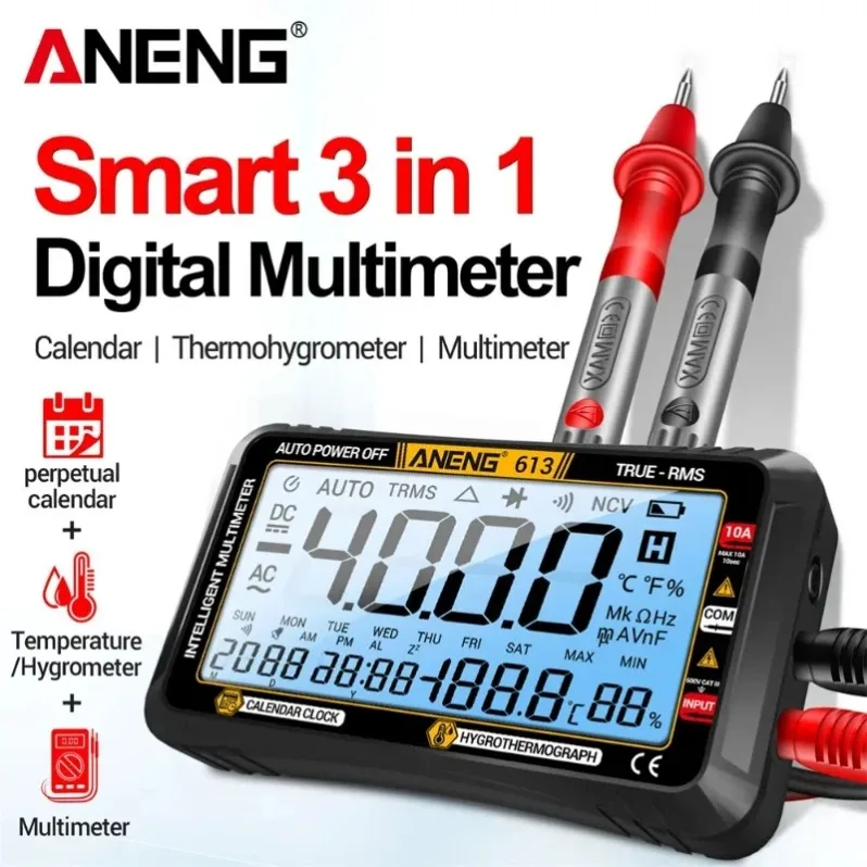 ANENG 613 4000 Count 10A Current 600V Voltage Meter Test Alarm Clock Setting Tool DC/AC Intelligent Multimeter Capacitor Tester