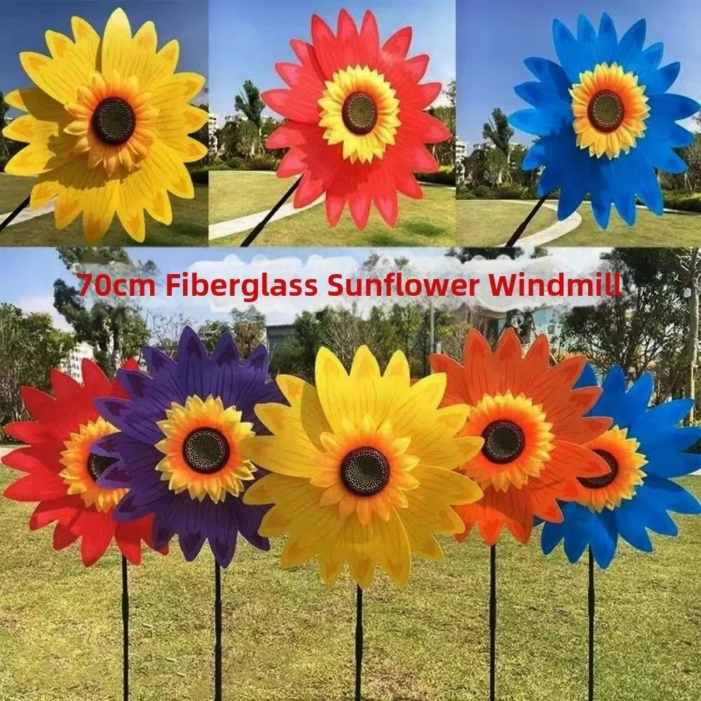 Nouveau Moulin à vent tournesol multi-styles PVC diamètre 41cm rotatif tournesol jardin cour vent Spinner fête en plein air pique-nique décor