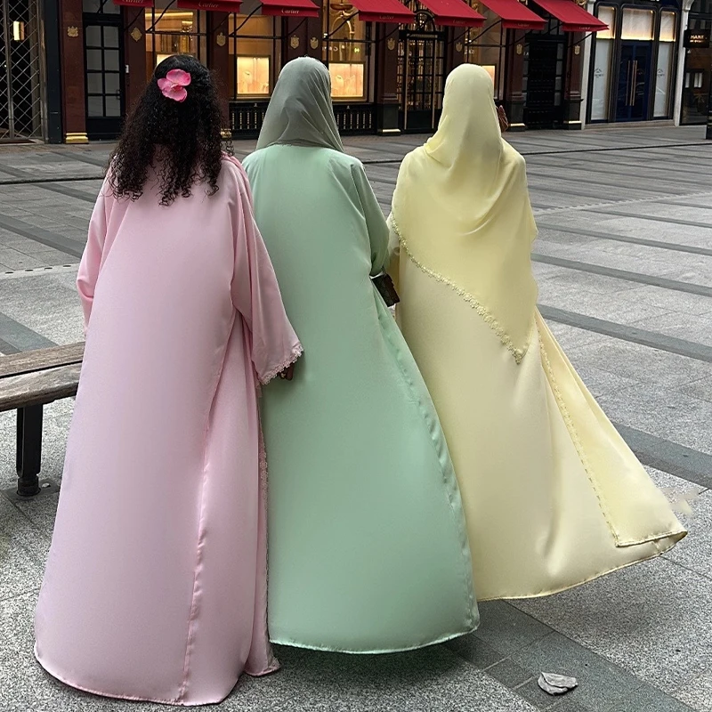 Eid Women Abaya Hijab Set Lace Dress Jalabiya Ramadan Party Dresses Muslim Morocco Cardigan Robe Dubai Abayas Kaftan Vestidos