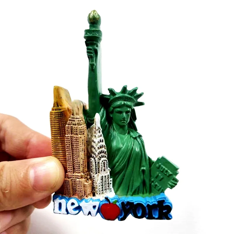 New York Landmark Building Magnetic Refrigerator Magnet Travel Souvenir Decoration Hand-painted 3D Souvenir
