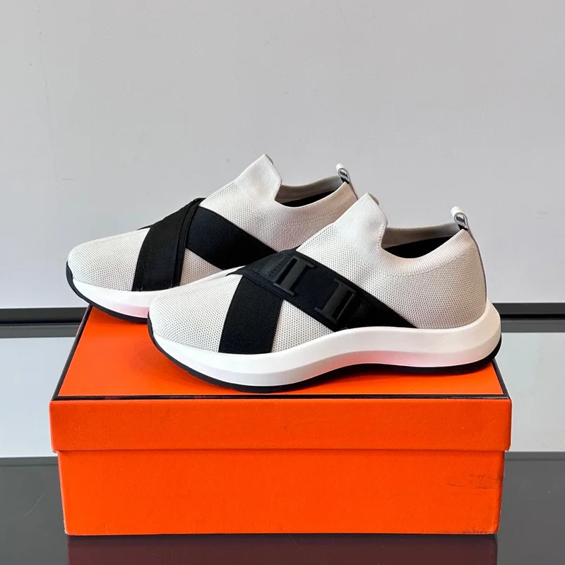 

Элитные мужские туфли H-бренда, премиальные повседневные туфли из трикотажа с ремешками, комфортные прогулочные туфли с амортизацией, высококачественная модная обувь