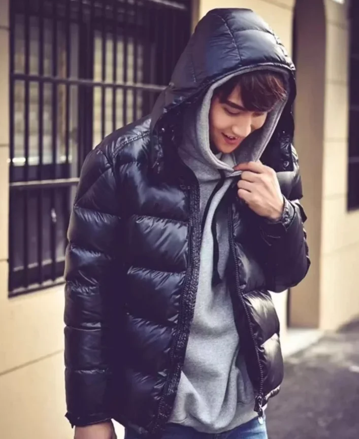 

Men Trend Solid Color Short Winter Hooded Jackets Coat Long Sleeve Parkas High Quality Windproof Thickened Warm New Hooded Down