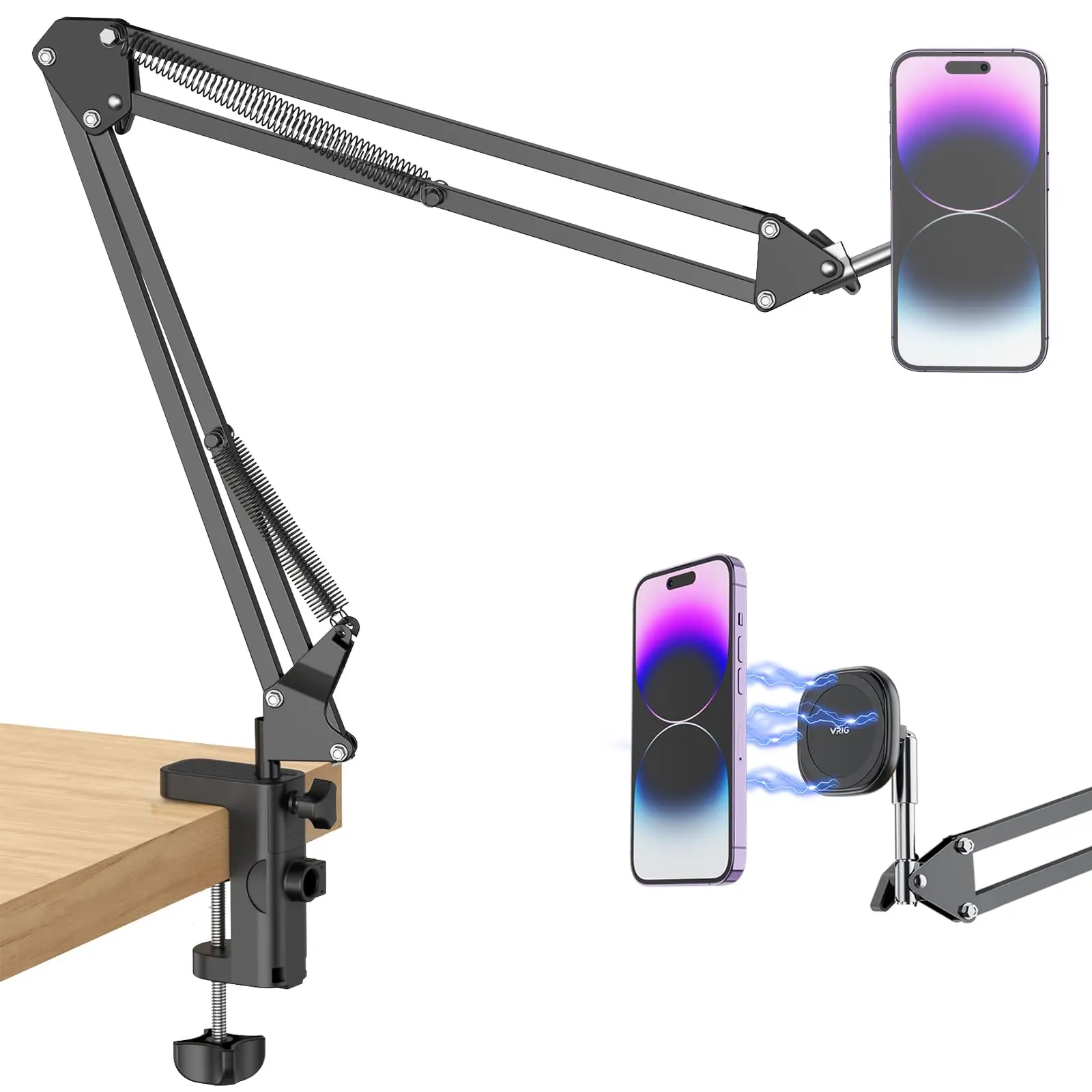 UURIG VRig MG-09 Magnetyczny uchwyt na telefon do montażu na biurku MagSafe Ramię przegubowe do biurka/łóżka 360° Darmowe regulowane