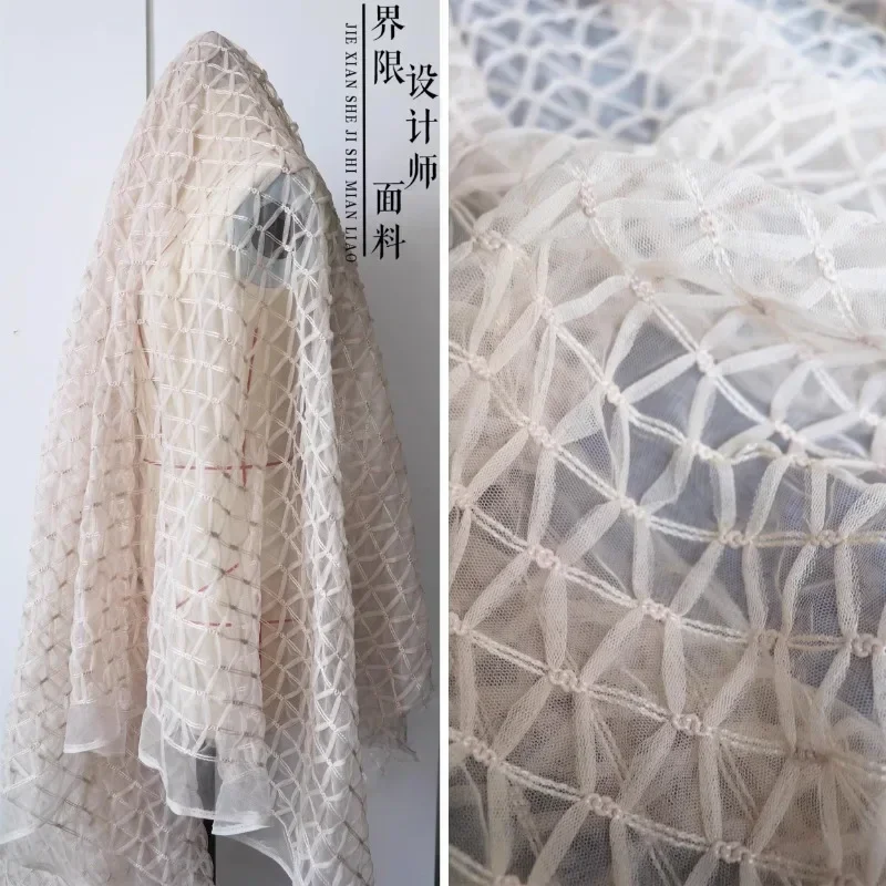 Mesh Fabric Pleated Texture for Graduation Design Background Cloth Designer Handmade Diy Sewing Polyester Material