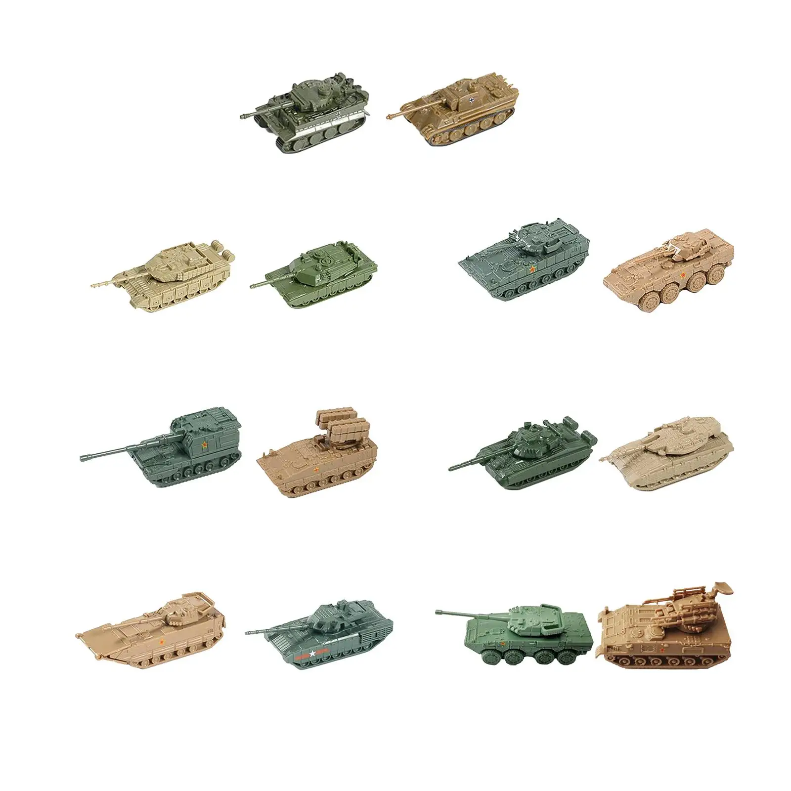 2pcs 1/144 Puzzle Tank Model Tracked Armored Tank Toy for Children Tabletop