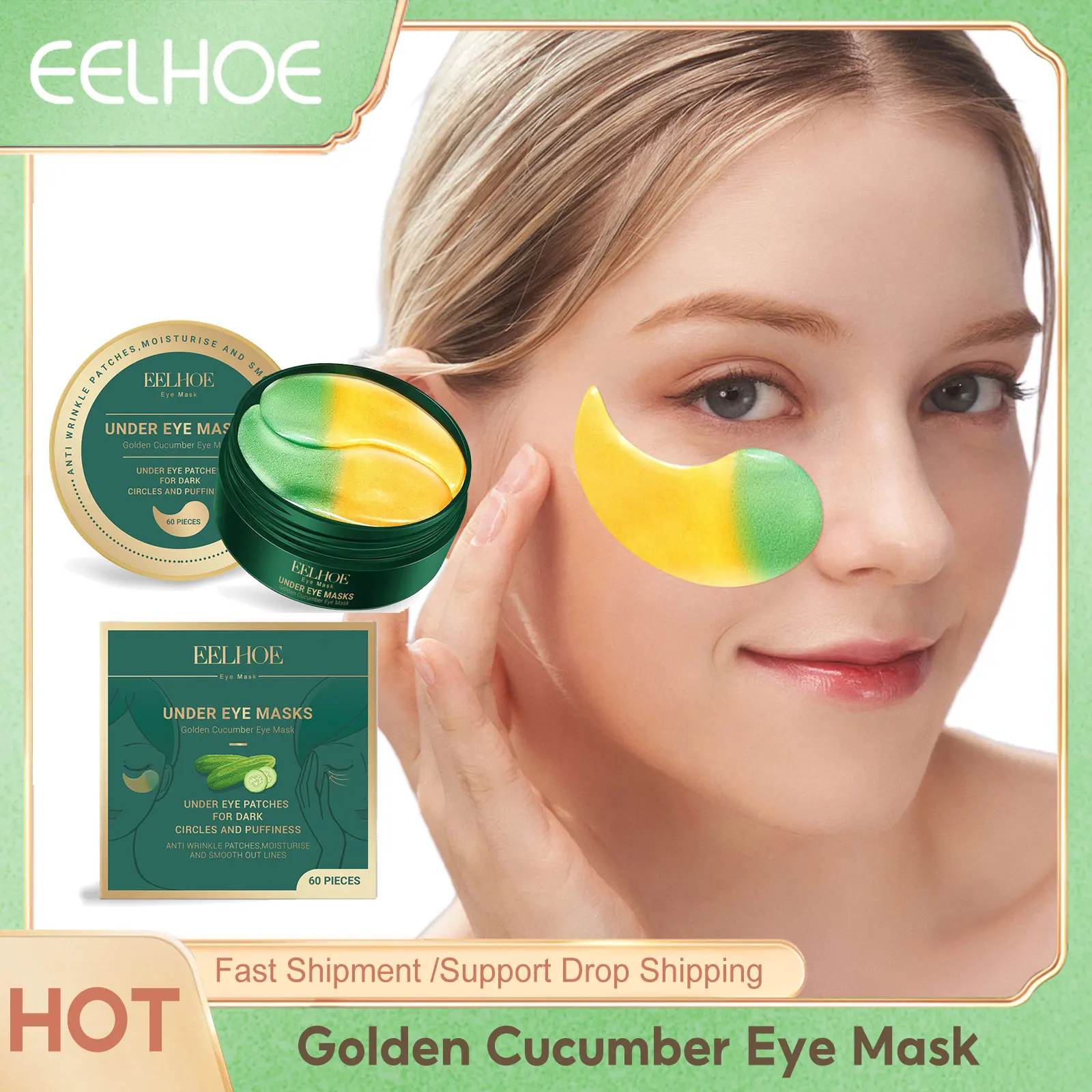 

Hyaluronic Acid Anti Dark Circles Under Eye Mask Anti Puffiness Eye Bags Moisturizing Tender Skin Lightening Melanin Eye Patches