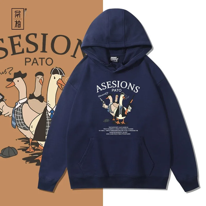 

Loose Men's Hoodie Sweatirt American Retro Sle Autumn Faionable Du Couple Clothes Versatile Cotton Polyester Blend