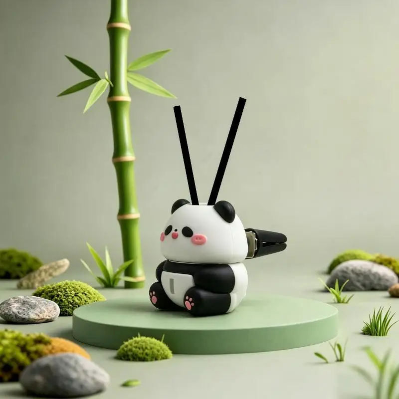 Cute Panda Empty Essential Oil Diffuser Bottle Car Air Purifier Car Perfume Diffuser Bottle Aromatherapy Fragrance Ornament