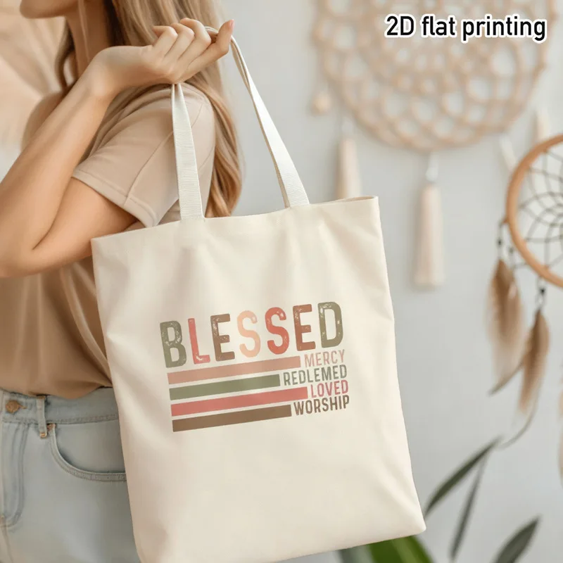 A vintage tote bag，Faith-Inspiring Positive Quotes，Suitable for church visits、Shopping for groceries、Daily Travel、Suitable for a