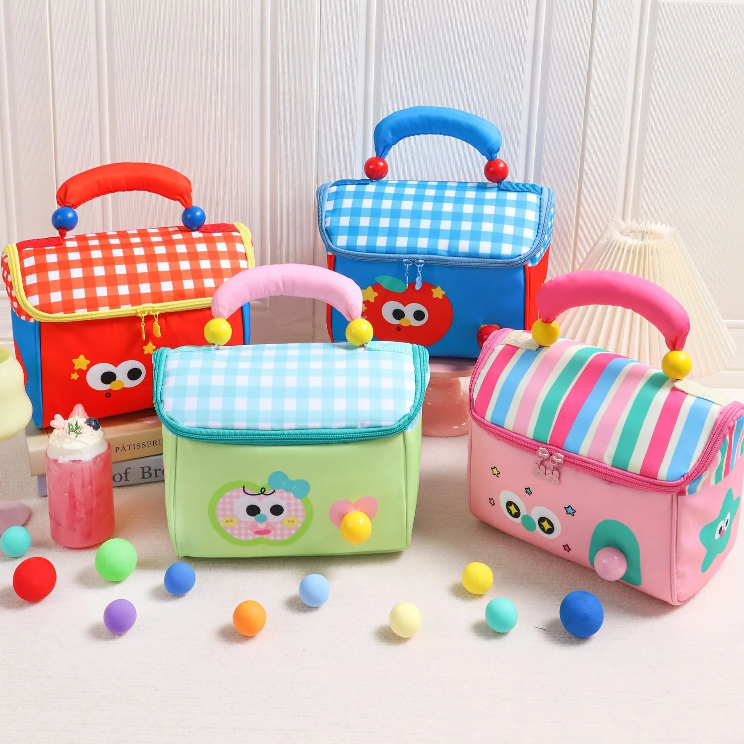 Apple Small House Cosmetic Bag Creative Lunch Box Bag Student Lunch Bento Bag Fairy Tale Cottage Thermal Insulation Meal Bag