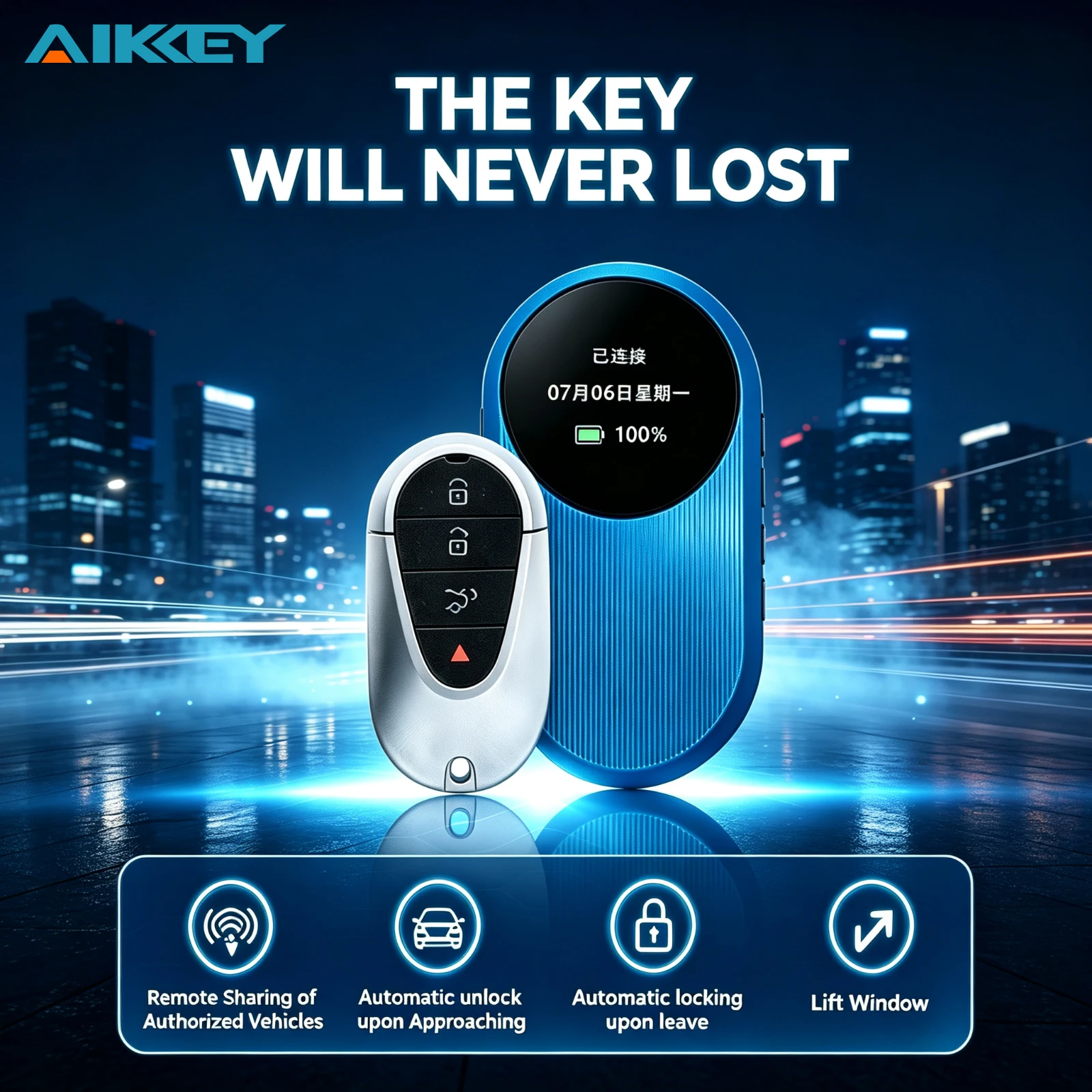 AIKKEY AIK-BOX Remote Car Key Change Phone Unlocking APP Controlled Vehicle Multiple Users Convenient Travel with C Series Key