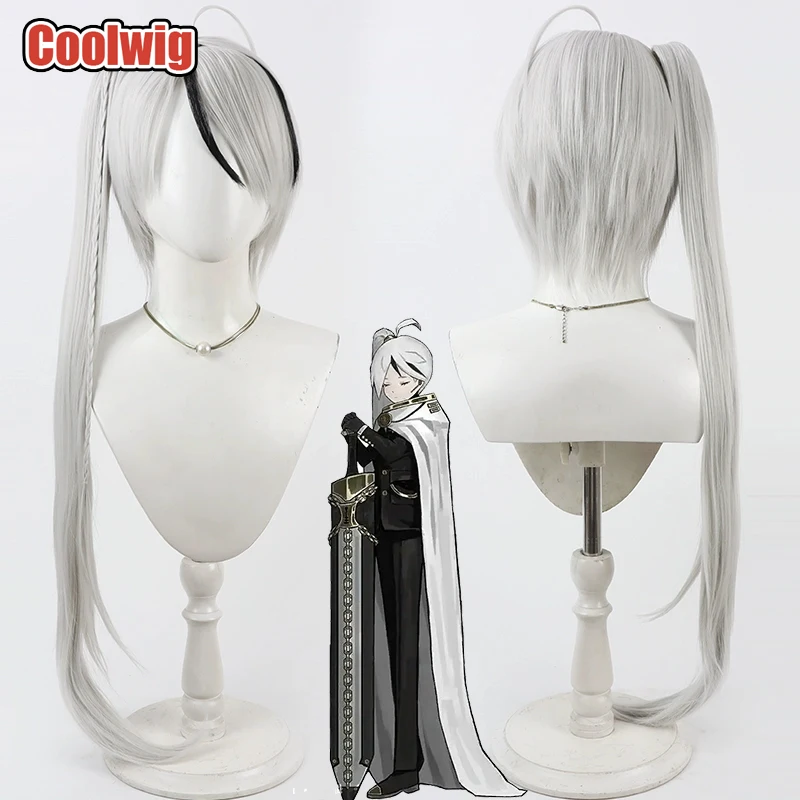 coolwig-人工毛ヤン・ヴィスモックコスプレウィッグリムバスカンパニー-90-センチメートルロングシルバーホワイト混合黒ポニーテールウィッグ耐熱