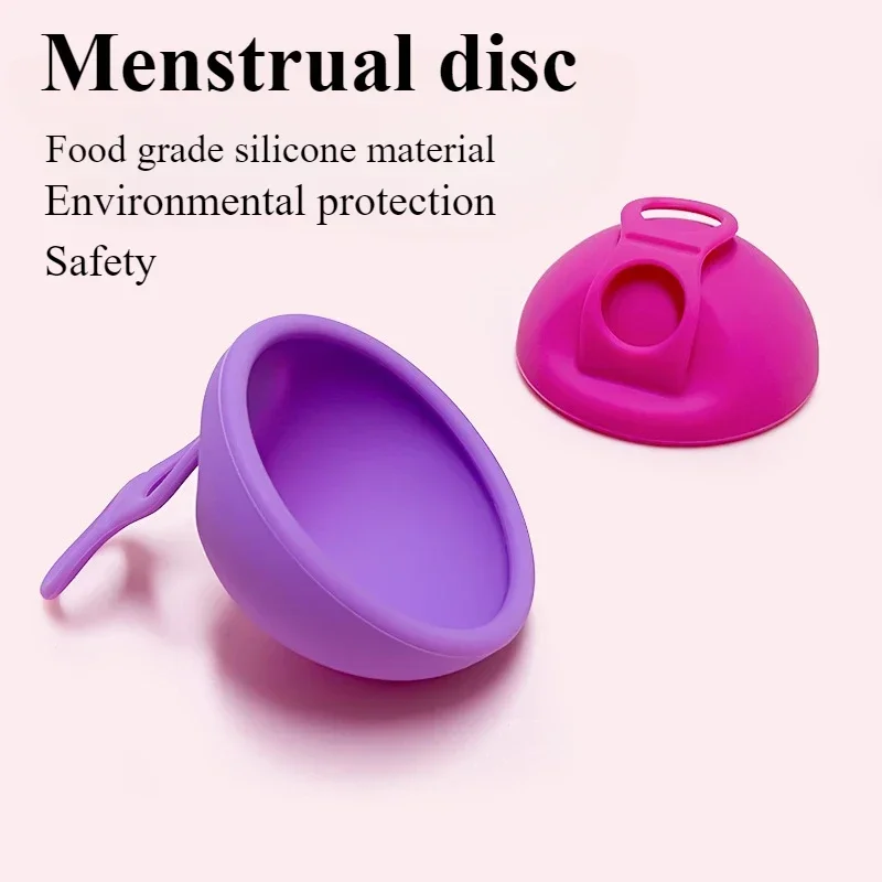 Disco menstrual reutilizável com pull tab, copo menstrual feminino, design em forma plana, extra fino, silicone, mulheres, 1pc