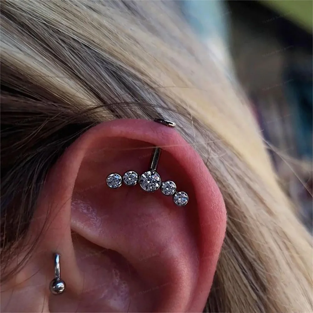 10개 수술용 강철 곡선형 5색 CZ 젬스톤이 박힌 스 - Body Jewelry Threadless 리뷰 및 가격