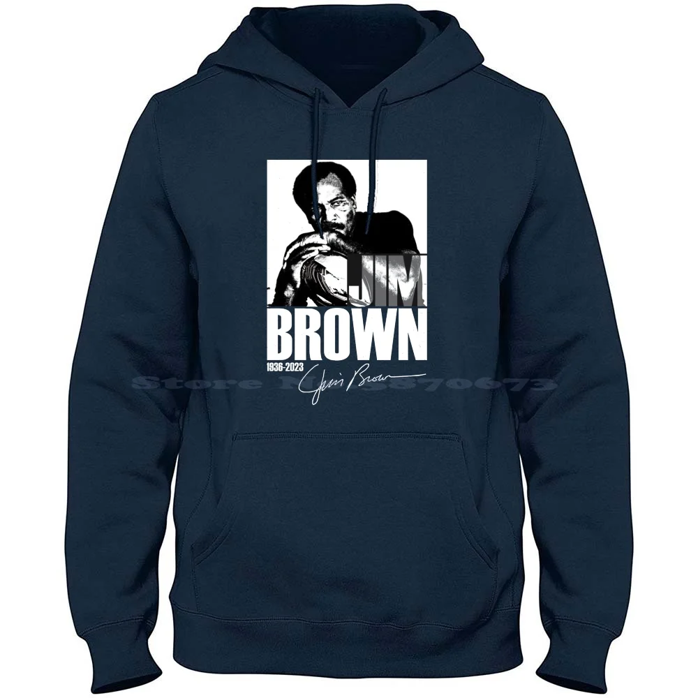 Jim Brown White Black 100% Cotton Hoodie T Shirt Jim Brown Vintage Mvp Legendary Jim Brown 32 Orange Backers Player Jim Brown