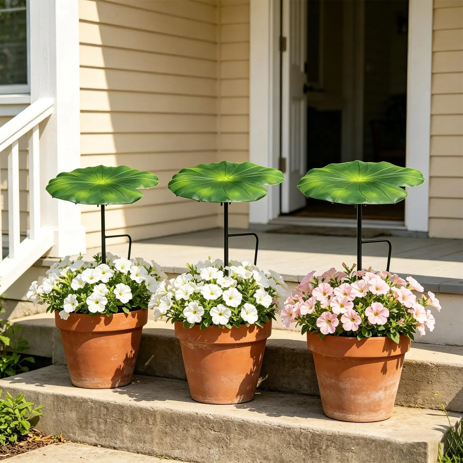 Plant Umbrellas for Outdoor Plants 21cm Leaf Shape Metal Sun Shade Garden Umbrella for Flowers with Stake for Outdoor Planter