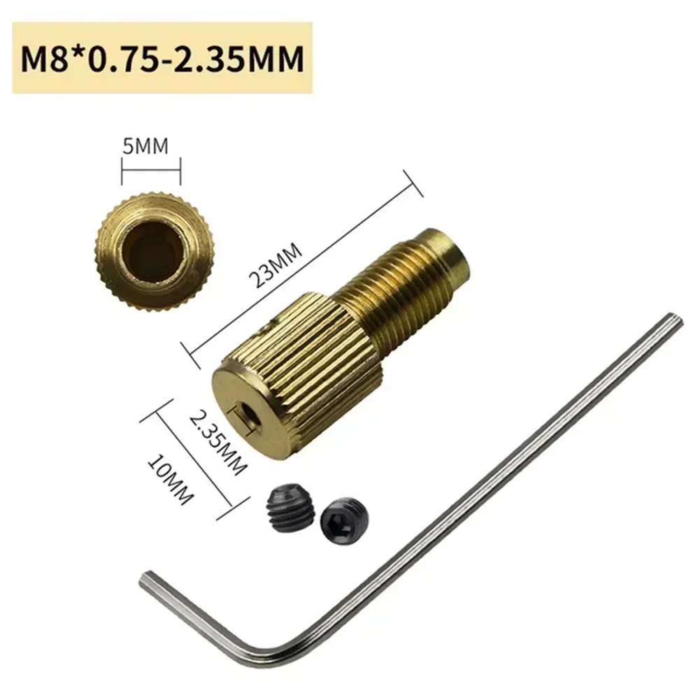 Drill Chuck Shaft Mini Brass Drill Clamp Chuck Connecting Rod M8-2/2.3/3.17/5mmElectric Motor Shaft Drill Chuck Adapter