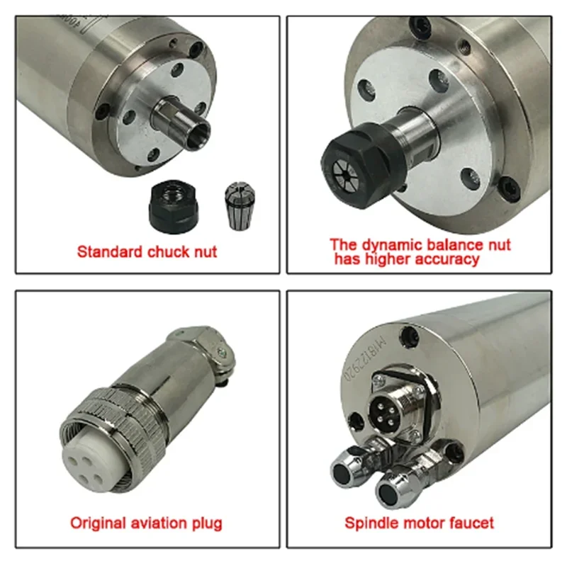 CNC 수냉식 스핀들 모터, 베어링 4 개, CNC 기계, 65X195-800W-ER11-220V, 1 개, 고품질