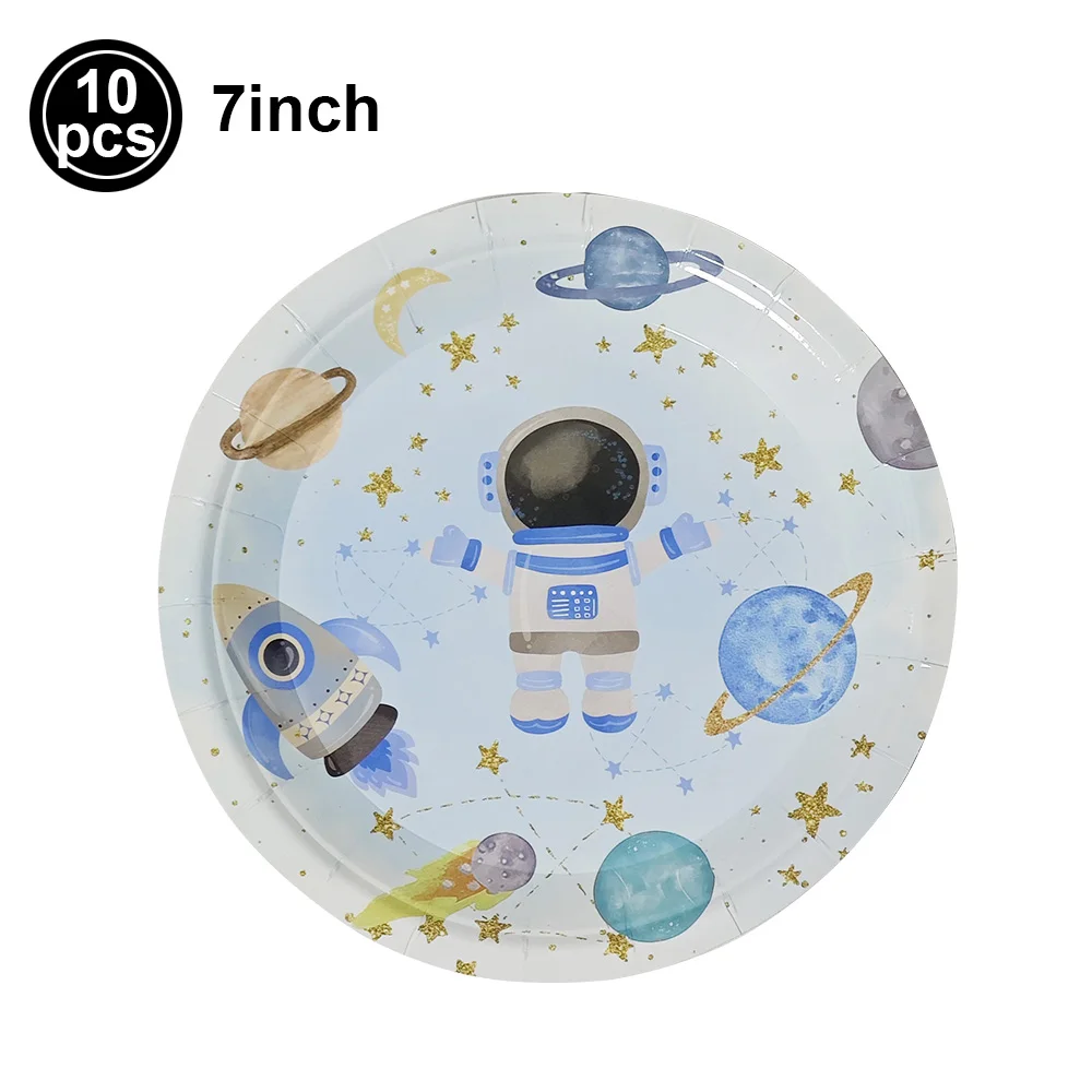 Space Birthday Decorations Tableware Plates Napkin Cup Boys Baby Shower Galaxy Space Astronauts Theme Party Decorations