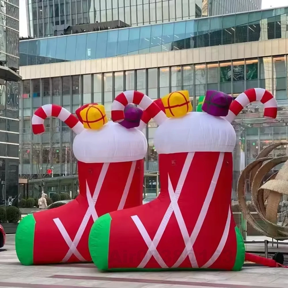 Balonowy gigantyczny skarpeta świąteczna z prezentami do wypełnienia, czerwona nadmuchiwana skarpeta świąteczna do dekoracji reklamowych, 2025