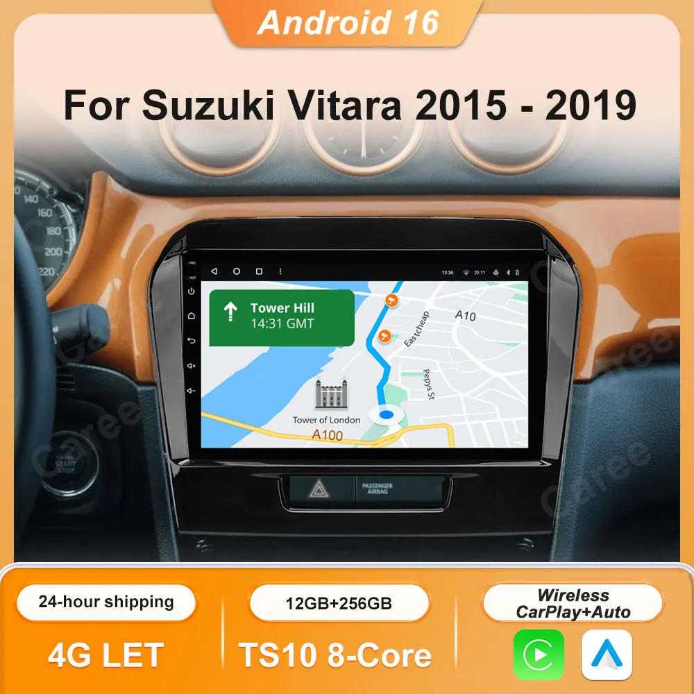 Android 14 Carplay Auto For Suzuki Vitara 2015 2016 2017 2018 2019 Car Radio Multimedia Player Stereo video Head Unit 4G WiFi BT