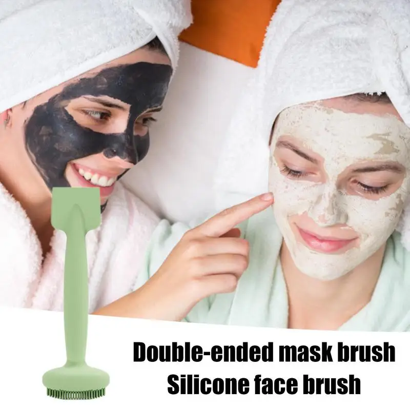 Facial Cleanser Brush Silicone Facial Scrubber Dual Head Waterproof Facial Scrubber Skin Friendly Mud Film Brush Deep Cleaning