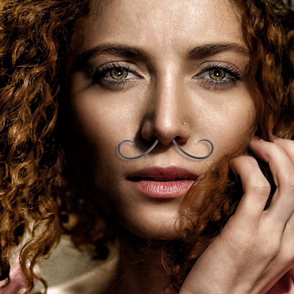 

6Pcs Mustache Septum Nose Piercing Jewelry Stainless Steel Durable Body Jewelry Unique Nose Rings for Men Women
