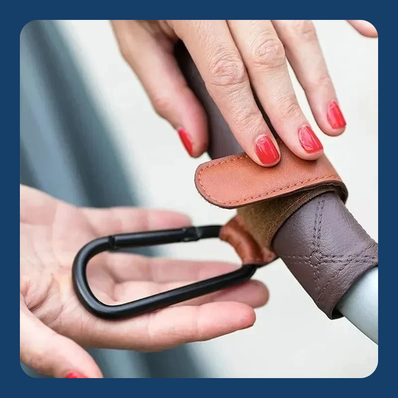 

2pcs PU Leather Baby Bag Stroller Hook Pram Rotate 360 Degree Rotatable Cart Organizer Pram Hook Stroller Accessories