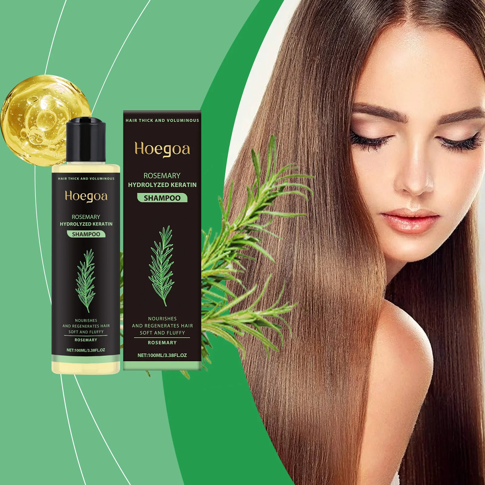 Rosemary Hair Thickening Shampoo Volumizing Scalp Care Root Nourishing Shampoo for Thin Fine Hair Men Women