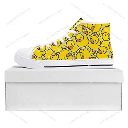 Zapatillas de deporte con estampado de pato amarillo para hombre y mujer, zapatos de lona de alta calidad, informales, hechos a medida