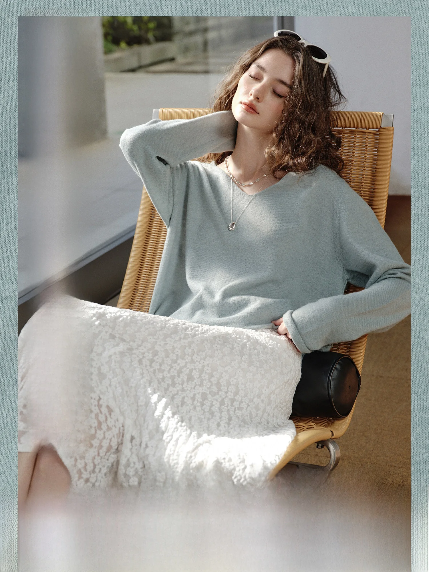 

NAGUAGU Pumpkin Valley: Вязаный топ-накидка из отборной шерсти с V-образным вырезом, универсальный, для повседневной носки, весенний сезон