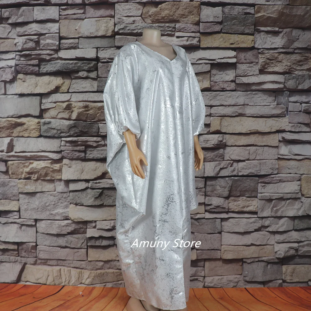 African-American Luxury Plus Size Dress Expensive Jacquard V-Neck Batwing Sleeves