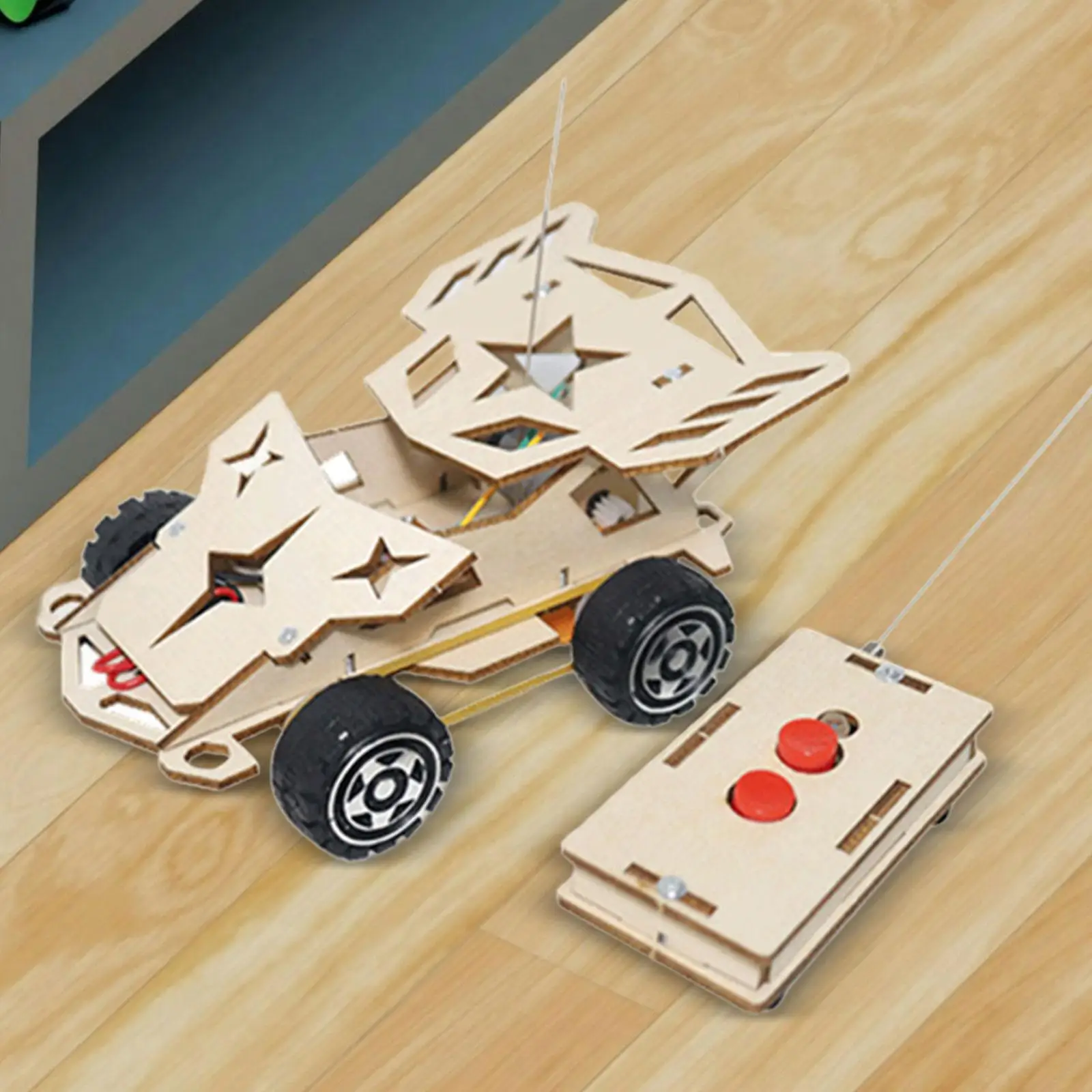 

Wooden RC Car Toy Science Kits Remote Control Car DIY Classroom Teaching