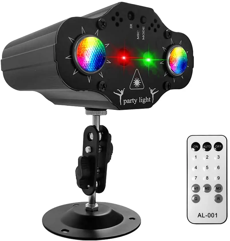 DJ Disco Light Party Stage Lighting Effect Voice Control USB Laser Projector Strobe Lamp for Home Dance Floor Christmas