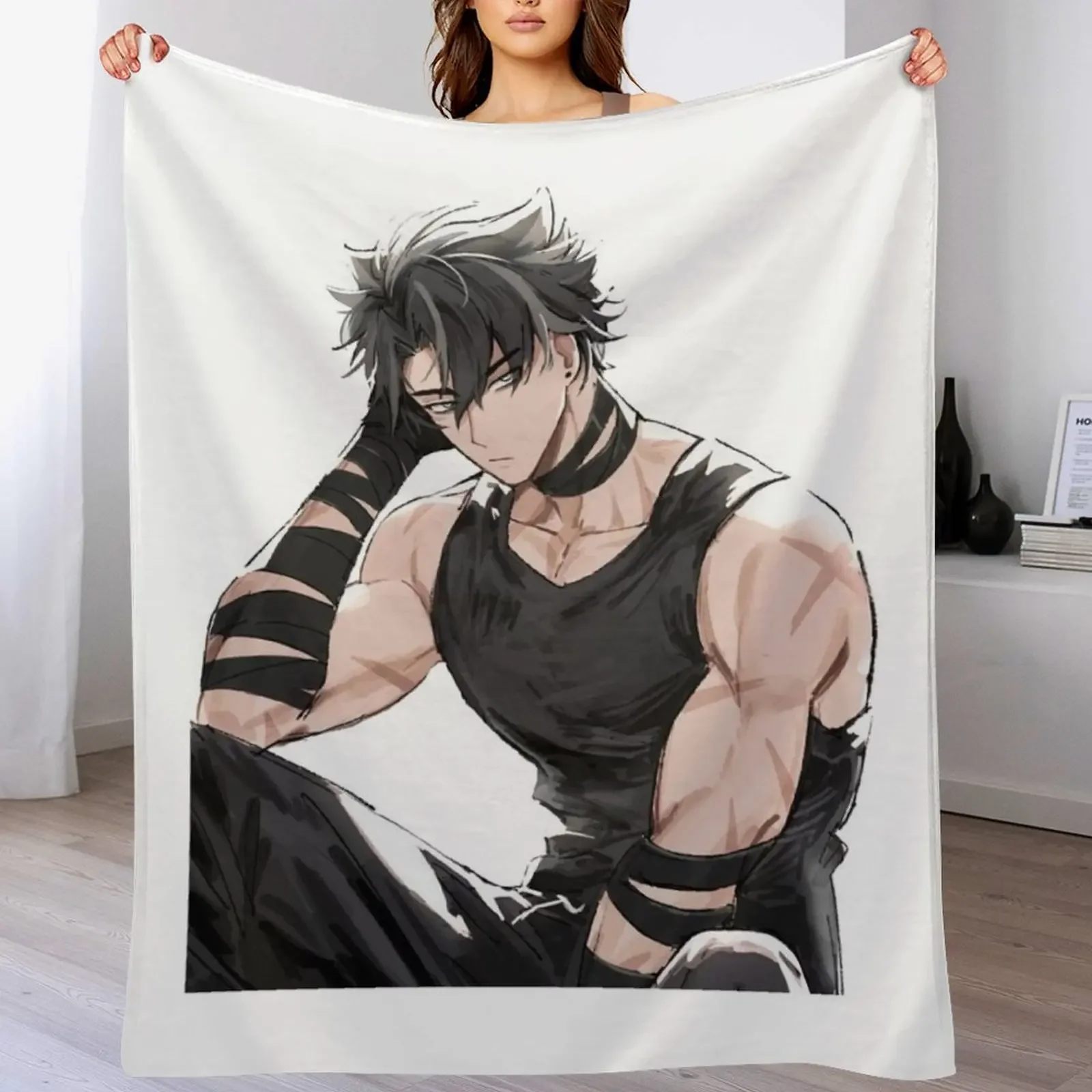 Wriothesley Throw Blanket Bed covers anime Beach valentine gift ideas Blankets